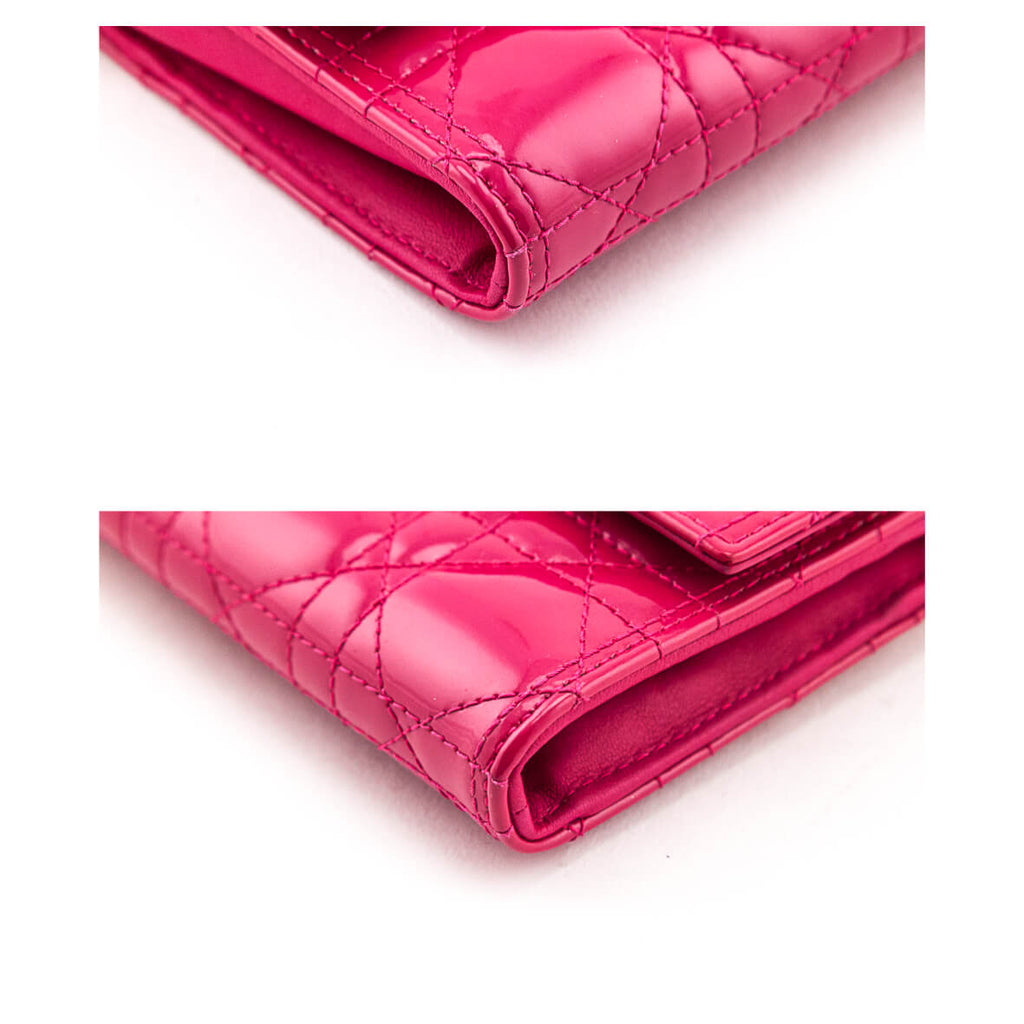 Dior Pink Cannage Patent Leather Wallet ref.188001 - Joli Closet