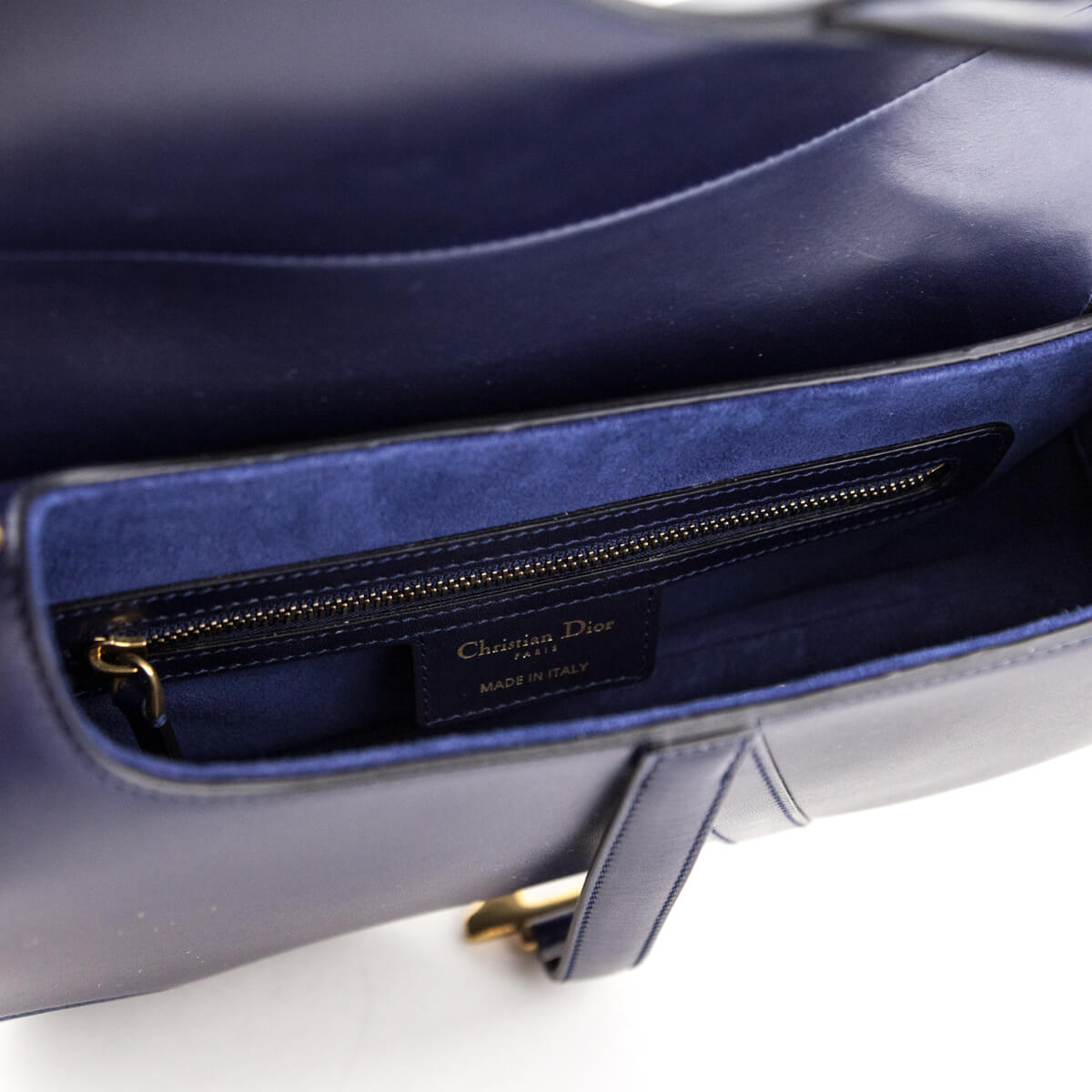 Dior Indigo Blue Smooth Calfskin Saddle Bag - Love that Bag etc - Preowned Authentic Designer Handbags & Preloved Fashions