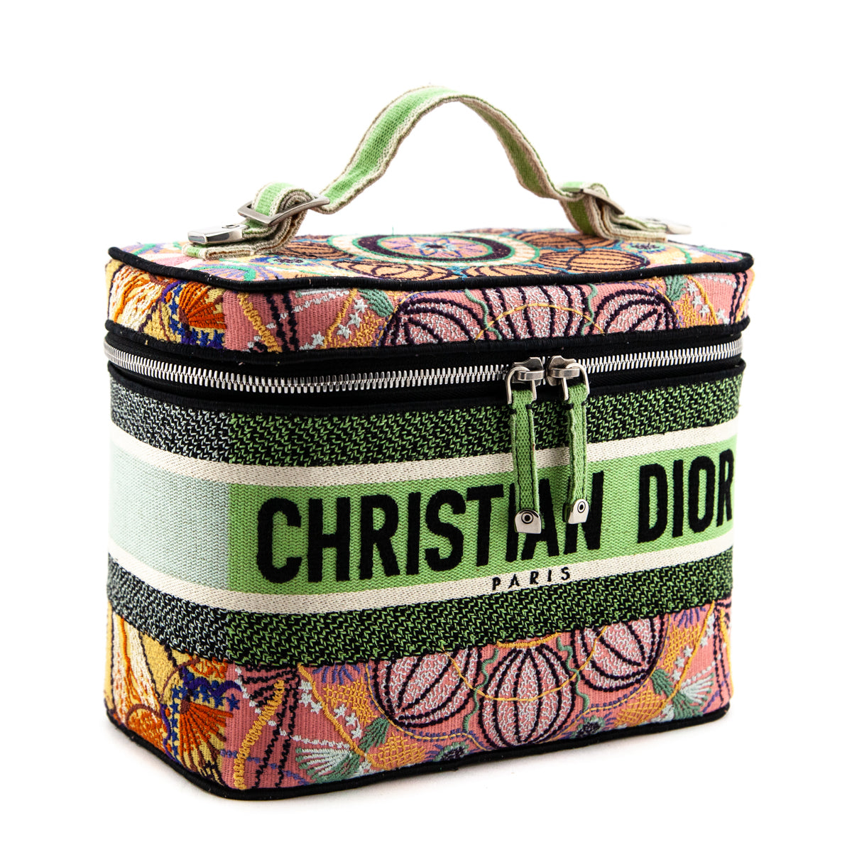Dior Multicolor Canvas Embroidered Dior In Lights Travel Vanity Case - Love that Bag etc - Preowned Authentic Designer Handbags & Preloved Fashions