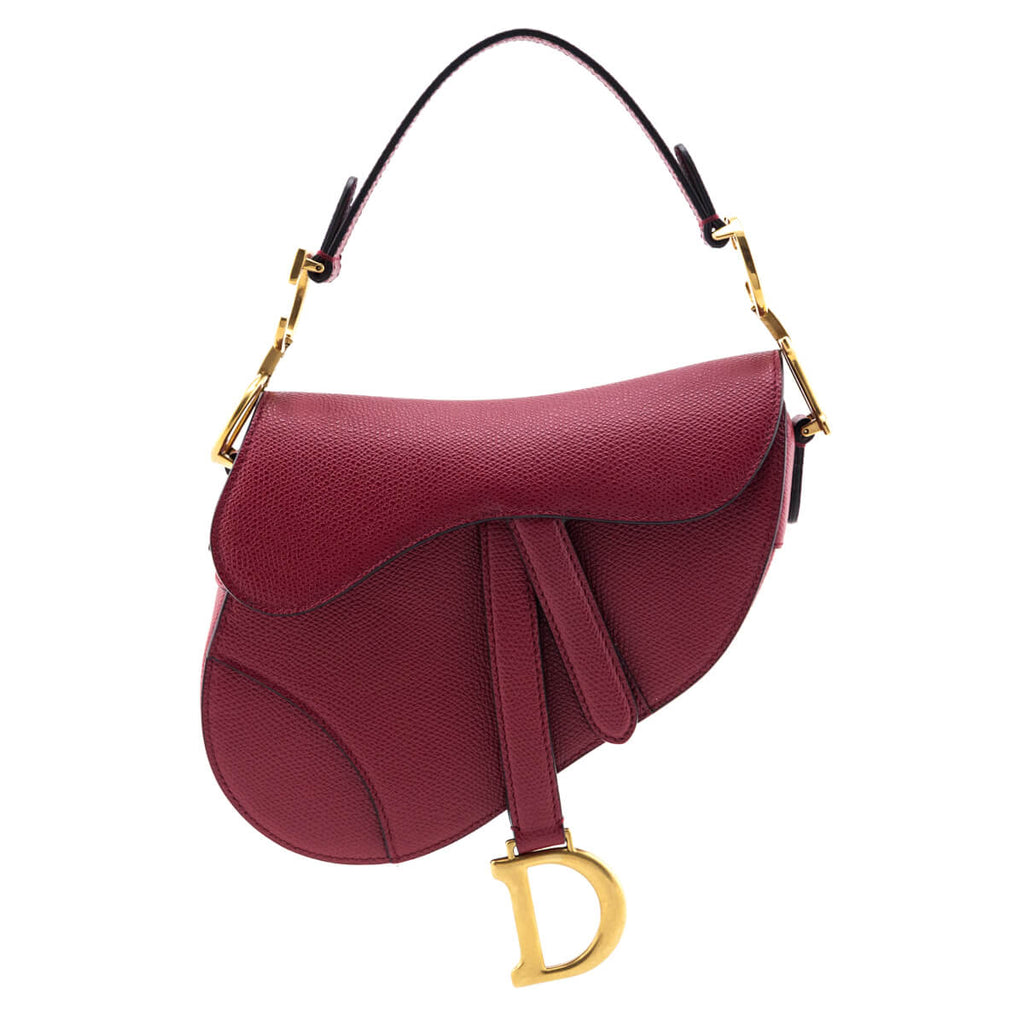 Dior Red Grained Calfskin Mini Saddle Bag - Preloved Dior Handbags Canada