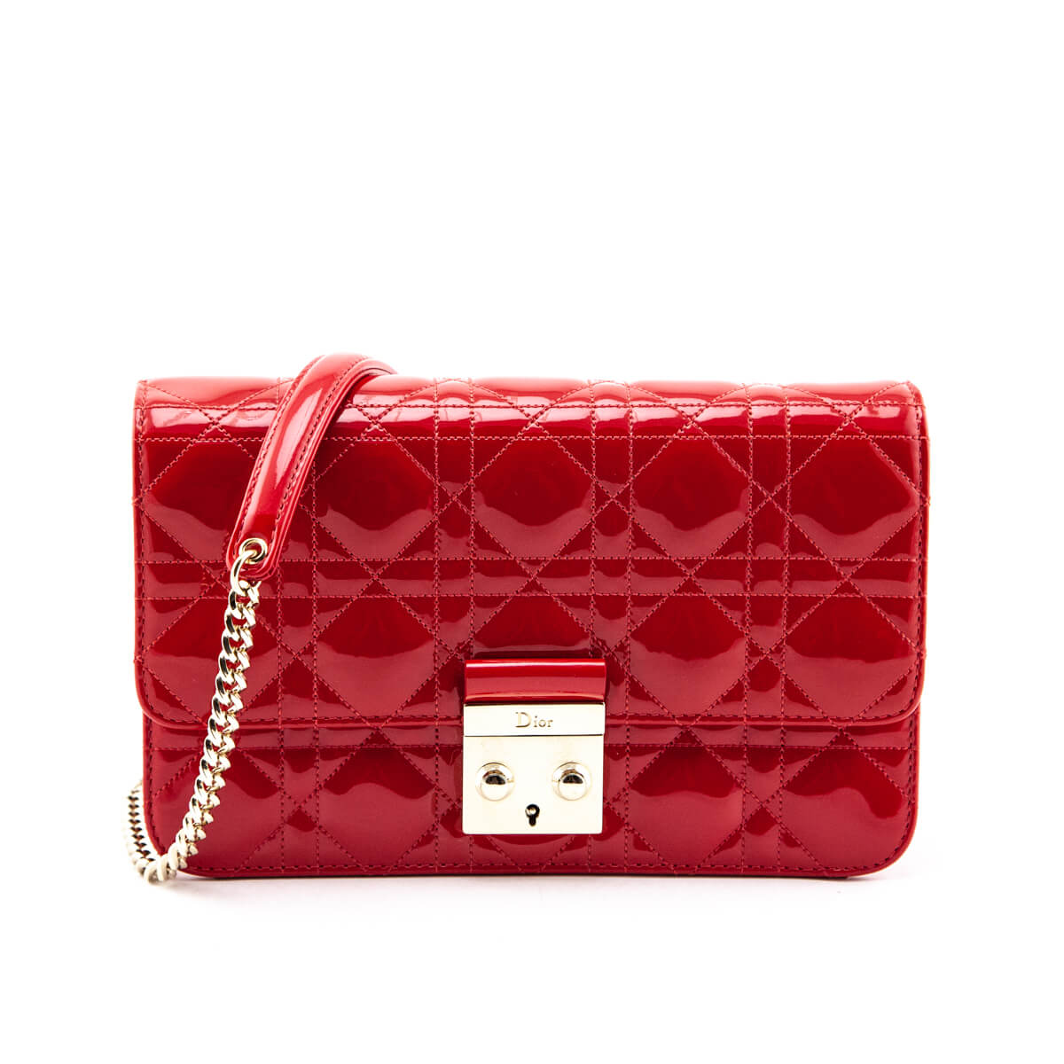 Dior Red Patent Cannage Miss Dior Promenade Pouch - Love that Bag etc - Preowned Authentic Designer Handbags & Preloved Fashions