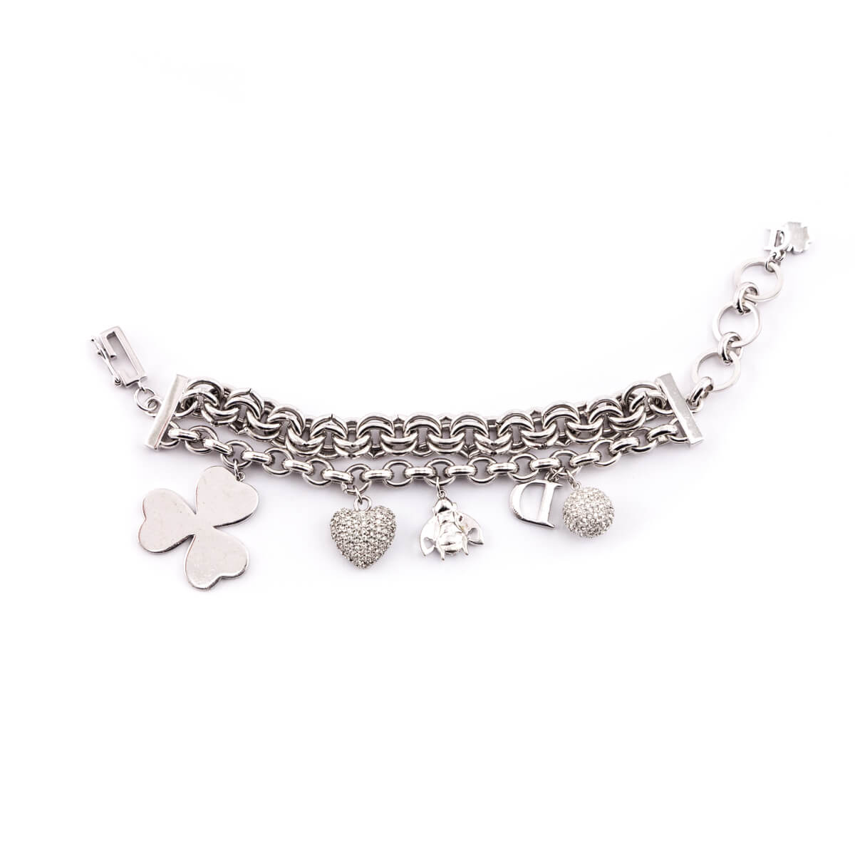 Dior Silver Crystal Embellished Charms Bracelet - Love that Bag etc - Preowned Authentic Designer Handbags & Preloved Fashions