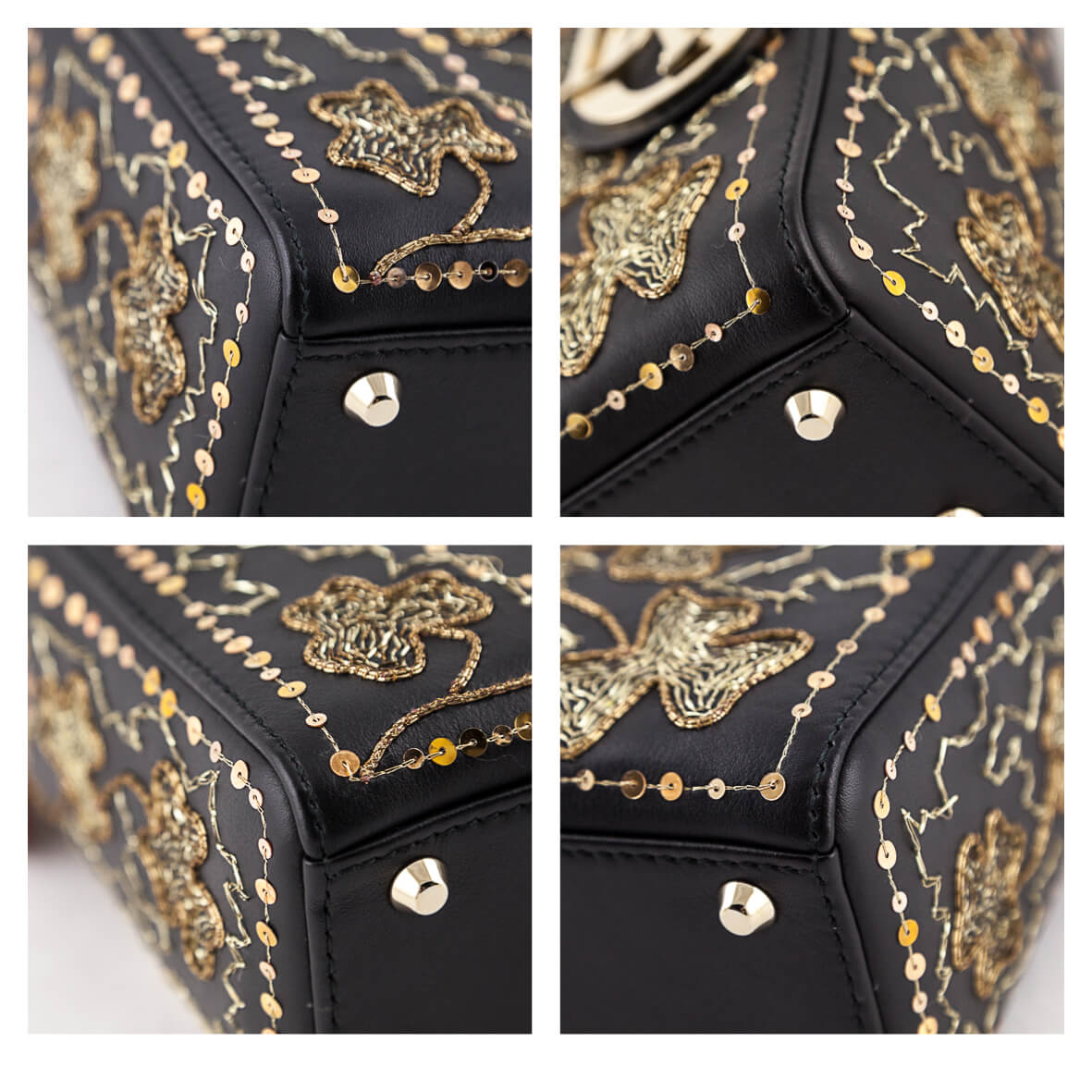 Dior Black Calfskin Mini Clovers Lady Dior - Love that Bag etc - Preowned Authentic Designer Handbags & Preloved Fashions