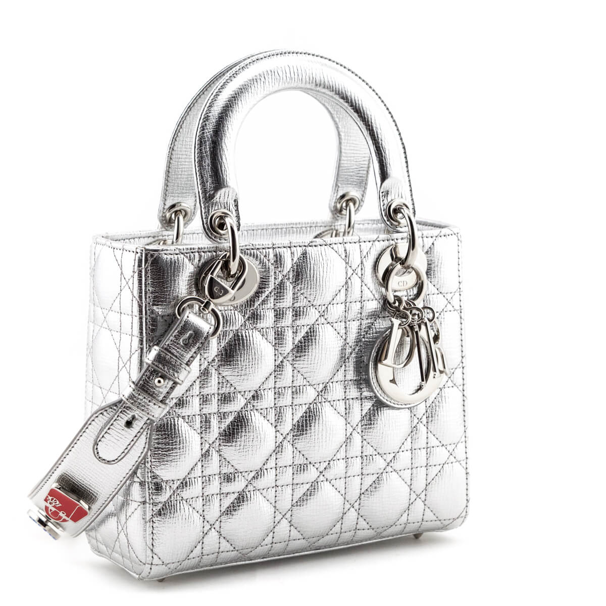Dior Silver Cannage Cruise 2017 Collection Small Lady Dior Bag - Love that Bag etc - Preowned Authentic Designer Handbags & Preloved Fashions