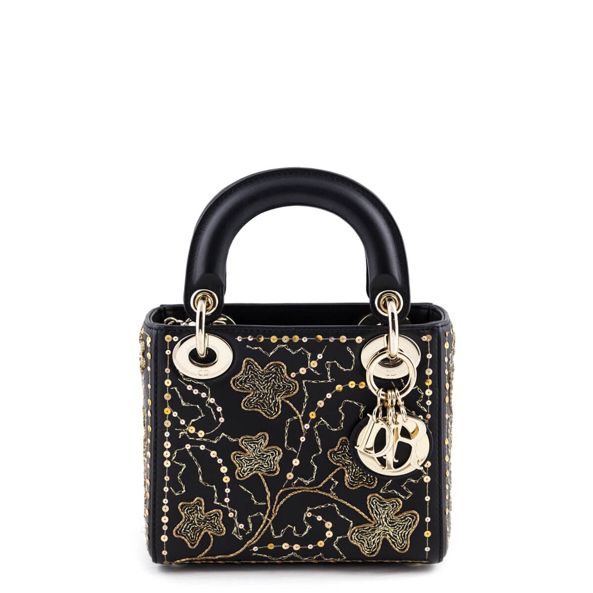 Dior Black Calfskin Mini Clovers Lady Dior - Love that Bag etc - Preowned Authentic Designer Handbags & Preloved Fashions