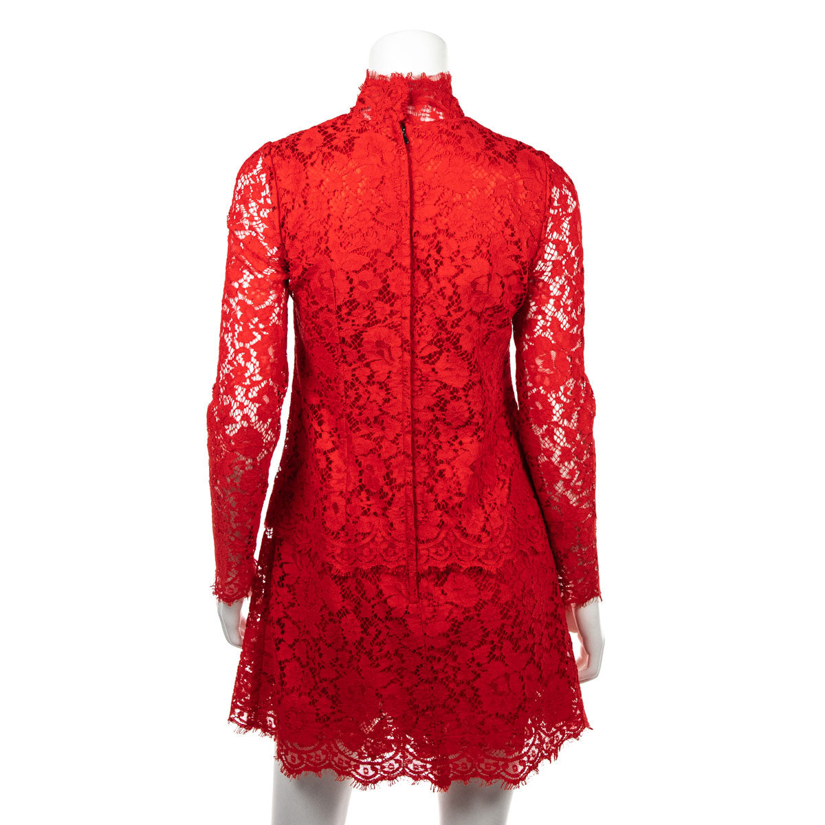 Dolce & Gabbana Red Lace Long Sleeve Mini Dress Size XS | IT 40 - Love that Bag etc - Preowned Authentic Designer Handbags & Preloved Fashions