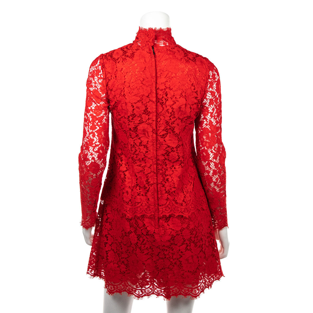 Dolce & Gabbana Red Lace Long Sleeve Mini Dress Size XS | IT 40 Dolce & Gabbana Red Lace Long Sleeve Mini Dress Size XS | IT 40