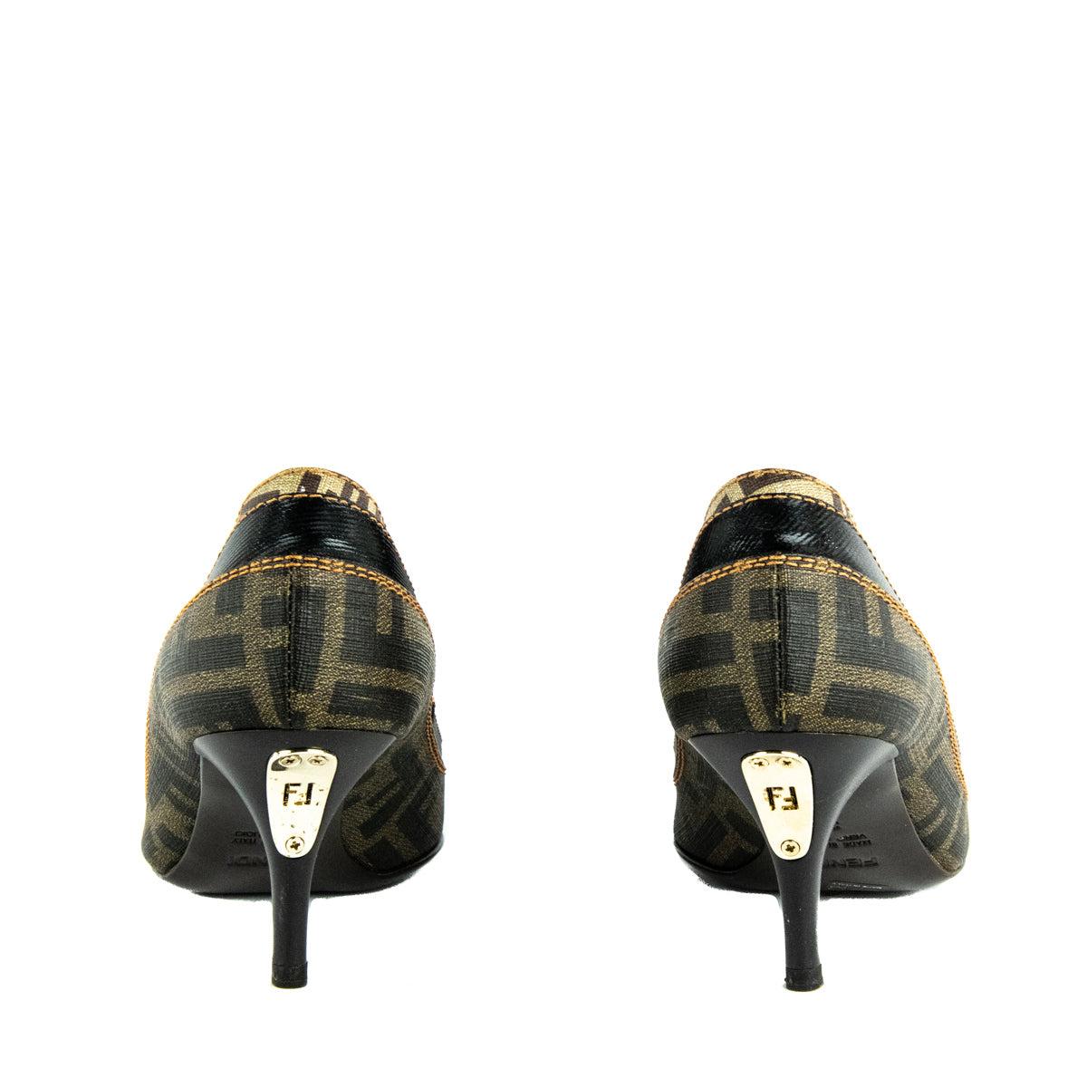 Fendi Brown Zucca & Mesh Pumps Size US 7 | EU 37 - Love that Bag etc - Preowned Authentic Designer Handbags & Preloved Fashions