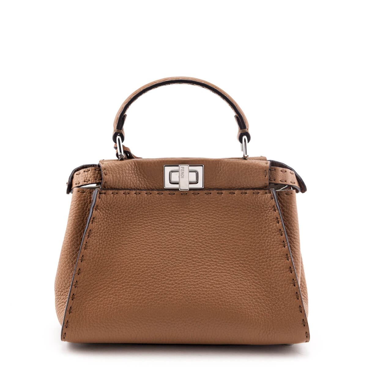 Fendi Brown Cuoio Romano Selleria Mini Peekaboo Satchel - Love that Bag etc - Preowned Authentic Designer Handbags & Preloved Fashions