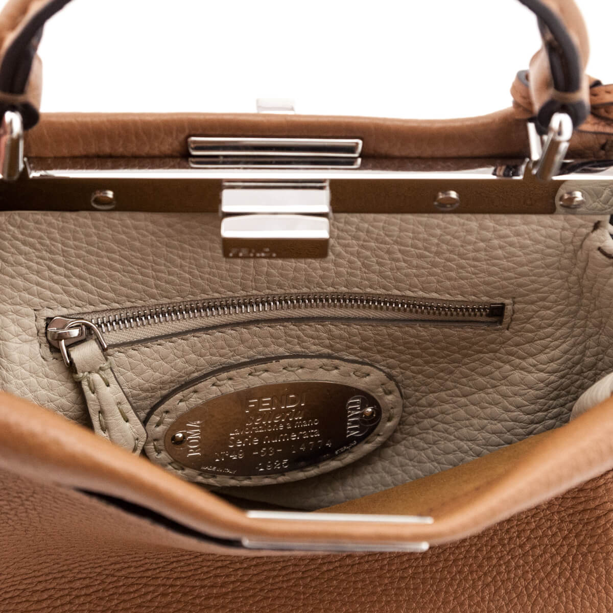 Fendi Brown Cuoio Romano Selleria Mini Peekaboo Satchel - Love that Bag etc - Preowned Authentic Designer Handbags & Preloved Fashions