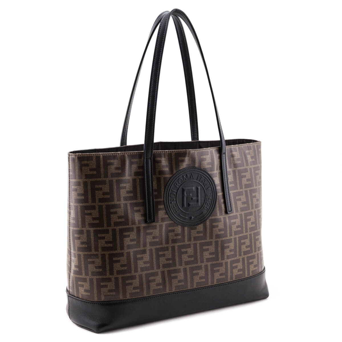 Fendi Brown x Black Monogram FF Roll Tote Bag 1115f20 For Sale at 1stDibs