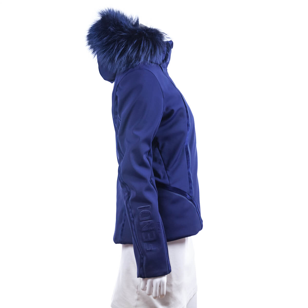 Fendi Navy Fur Trim Hooded Ski Jacket Size L | US 10 - Love that Bag etc - Preowned Authentic Designer Handbags & Preloved Fashions