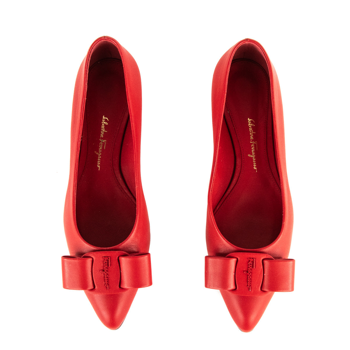 Ferragamo Red Viva Bow Ballet Flats Size US 5.5 - Love that Bag etc - Preowned Authentic Designer Handbags & Preloved Fashions