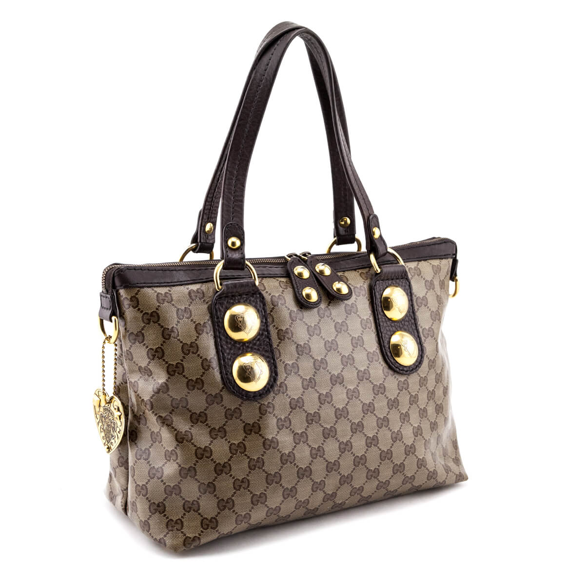 GUCCI BABOUSKA M HANDBAG 207291 IN COATED GG MONOGRAM CANVAS TOTE BAG Brown  Cloth ref.691387 - Joli Closet