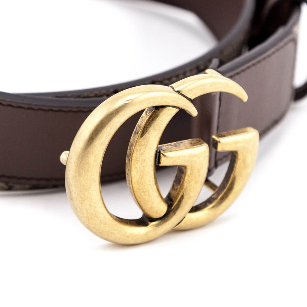 Gucci GG Marmont Wide 68MM Belt GG Supreme Beige/Ebony/Gold-tone