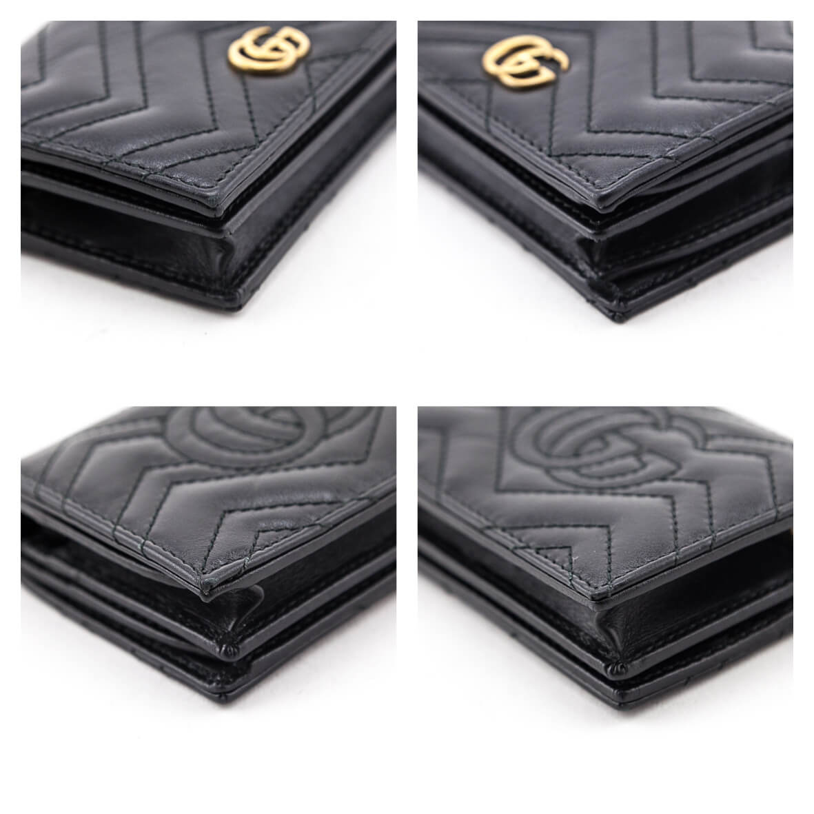 Gucci Stripe Logo Leather Card Case Wallet Black Pony-style calfskin  ref.683503 - Joli Closet