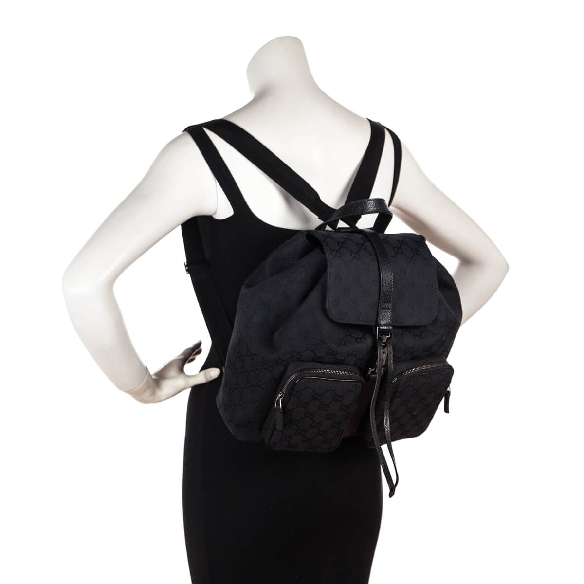 Gucci Black GG Canvas Original Backpack Bag - Yoogi's Closet