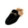 Gucci Black Velvet Princetown Shearling-Lined Horsebit Slippers Size 5 | EU 35.5 - Love that Bag etc - Preowned Authentic Designer Handbags & Preloved Fashions