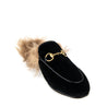 Gucci Black Velvet Princetown Shearling-Lined Horsebit Slippers Size 5 | EU 35.5 - Love that Bag etc - Preowned Authentic Designer Handbags & Preloved Fashions