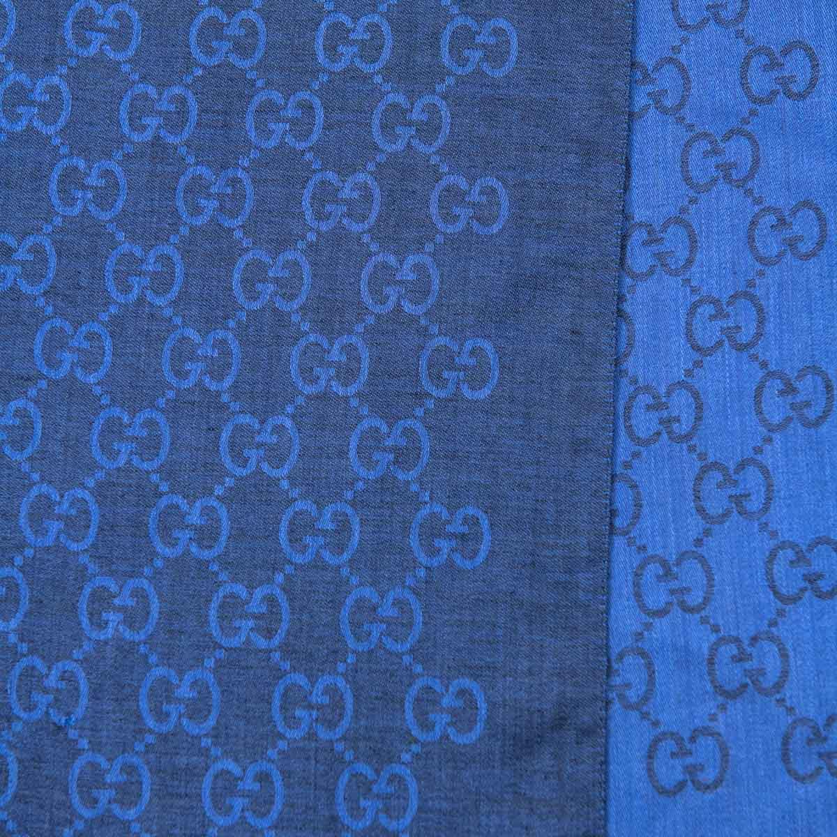 Gucci Monogram scarf Blue Cashmere Wool ref.449166 - Joli Closet