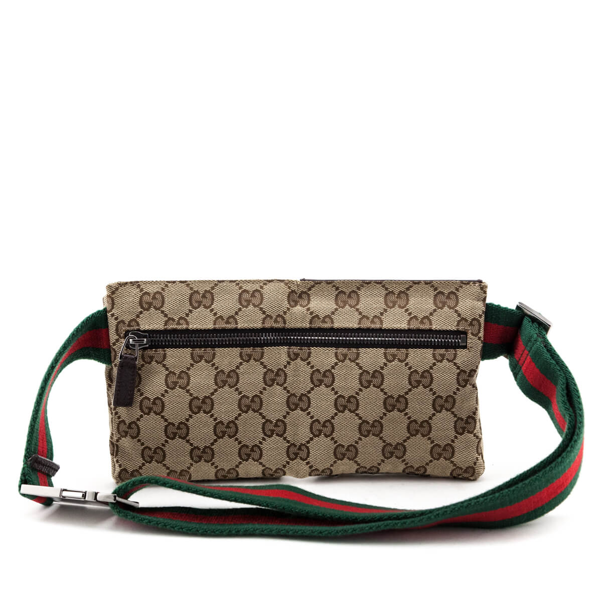 Gucci Brown GG Monogram Web Belt Bag - Preloved Gucci Handbags Canada