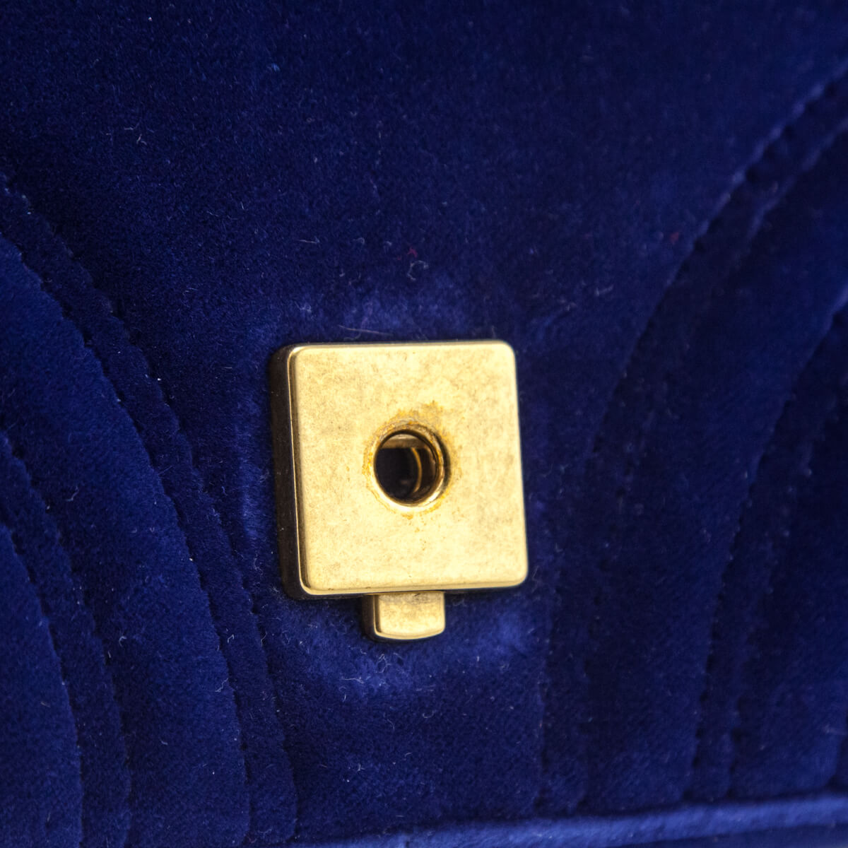 Gucci GG Marmont Shoulder Bag Matelasse Velvet Small Cobalt Blue in Velvet  with Aged Gold-tone - US