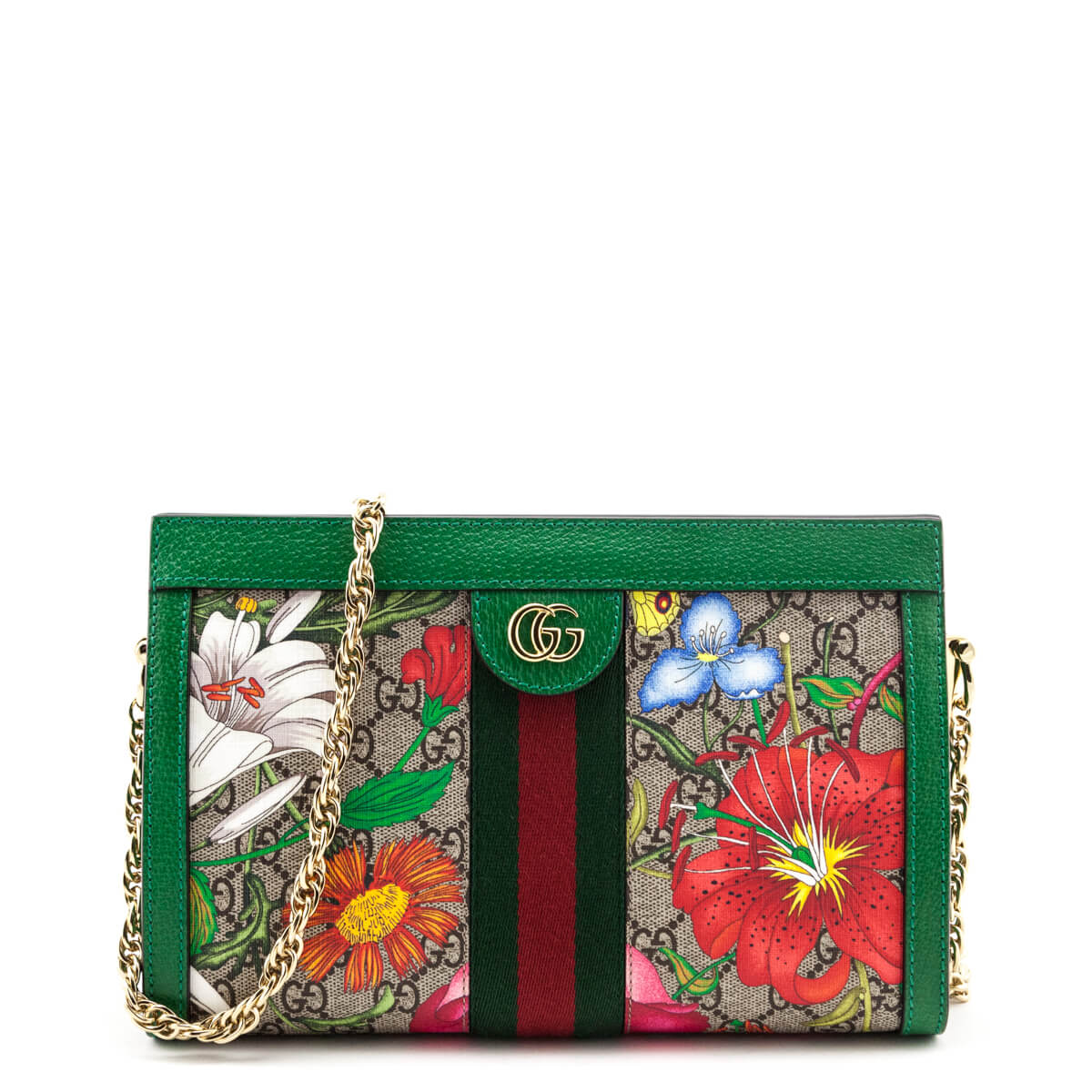 Gucci Green GG Supreme Canvas Small Ophidia Flora Shoulder Bag - Love that Bag etc - Preowned Authentic Designer Handbags & Preloved Fashions