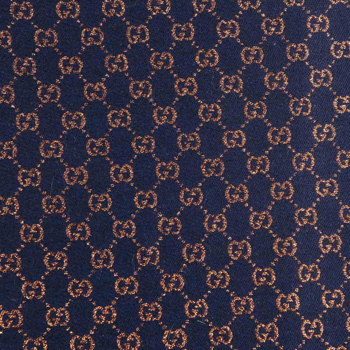 Gucci Navy & Bronze Wool Blend Jacquard Stenix GG Monogram Scarf - Love that Bag etc - Preowned Authentic Designer Handbags & Preloved Fashions
