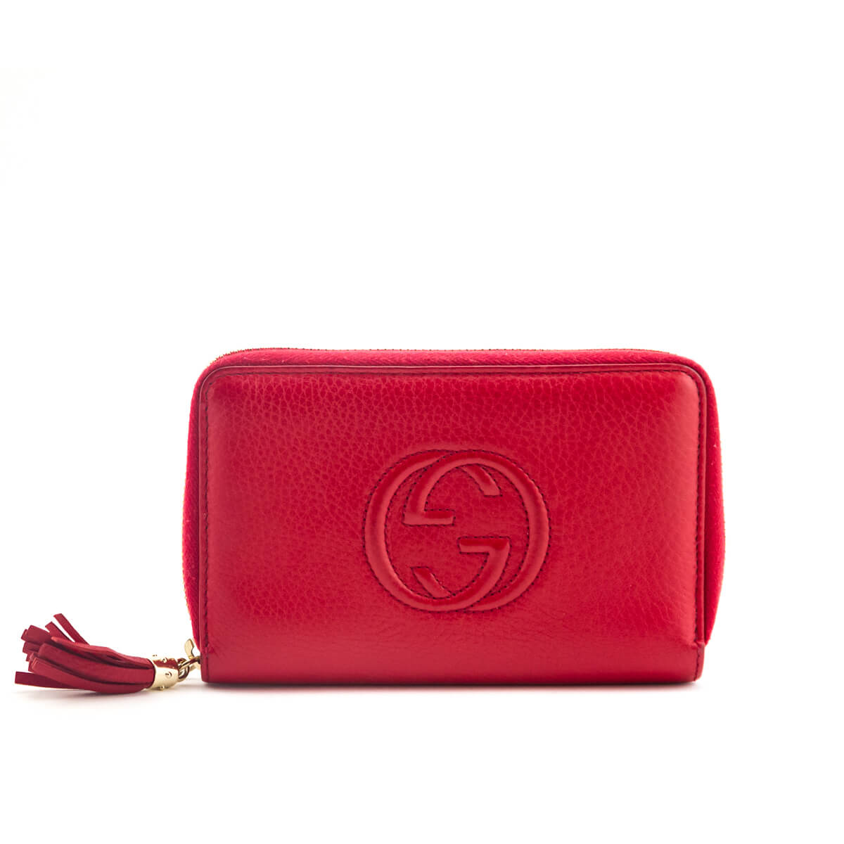 Small Zip Around Wallet in MEDIUM RED