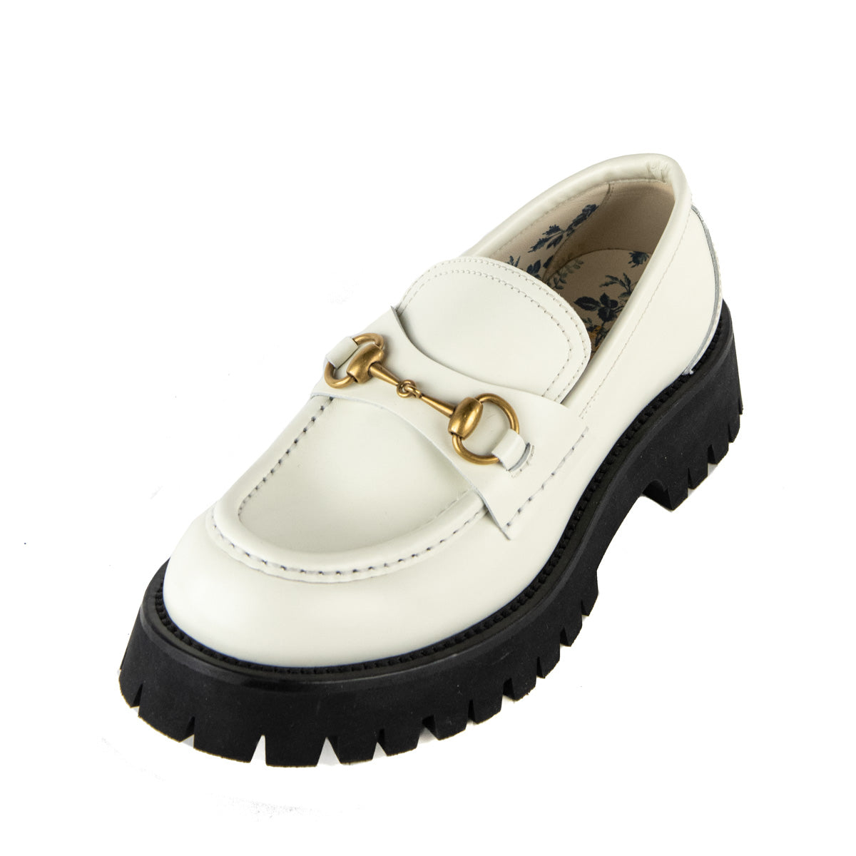 Gucci White Leather Lug Sole Horsebit Loafer Size US 8 | EU 38 - Love that Bag etc - Preowned Authentic Designer Handbags & Preloved Fashions