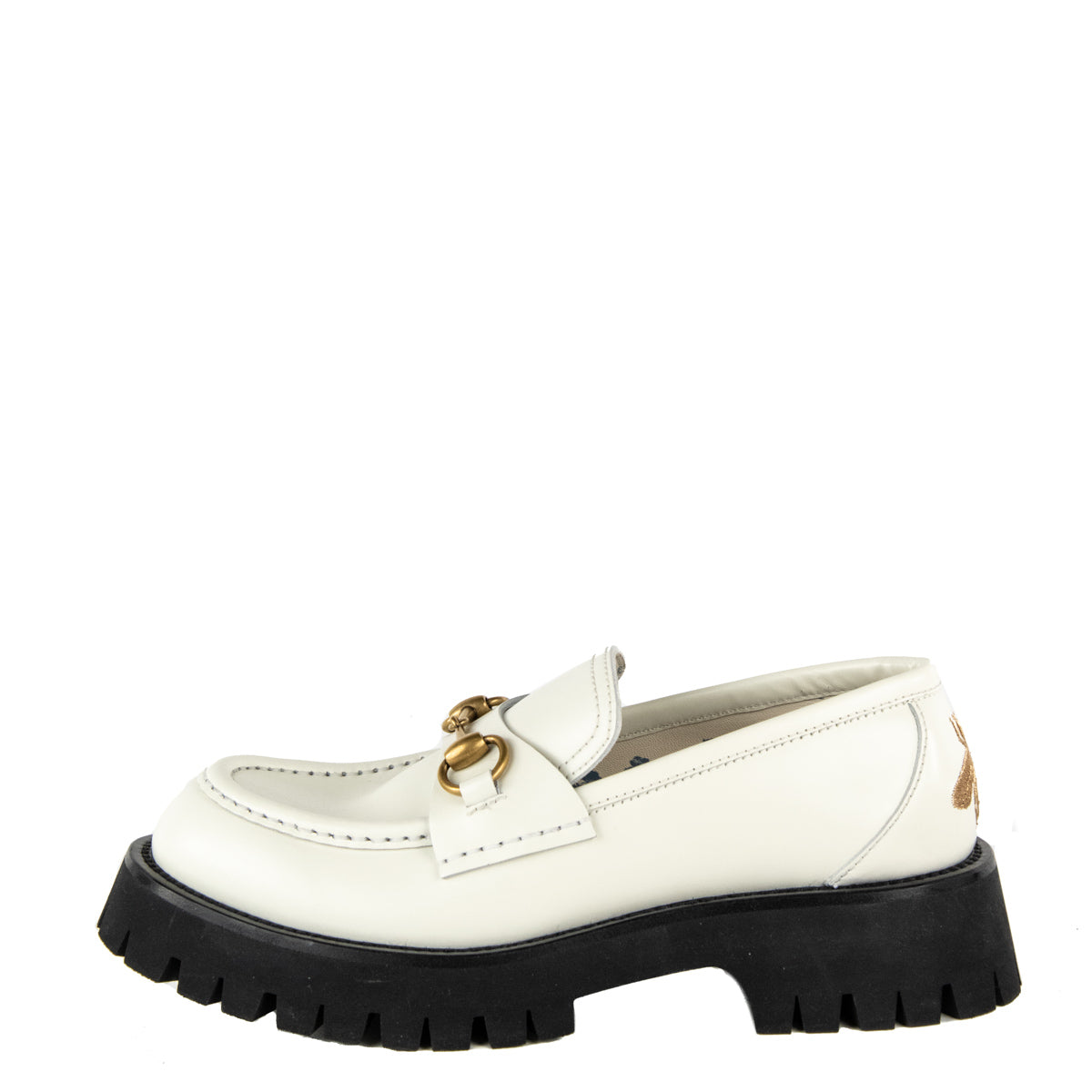 Gucci White Leather Lug Sole Horsebit Loafer Size US 8 | EU 38 - Love that Bag etc - Preowned Authentic Designer Handbags & Preloved Fashions