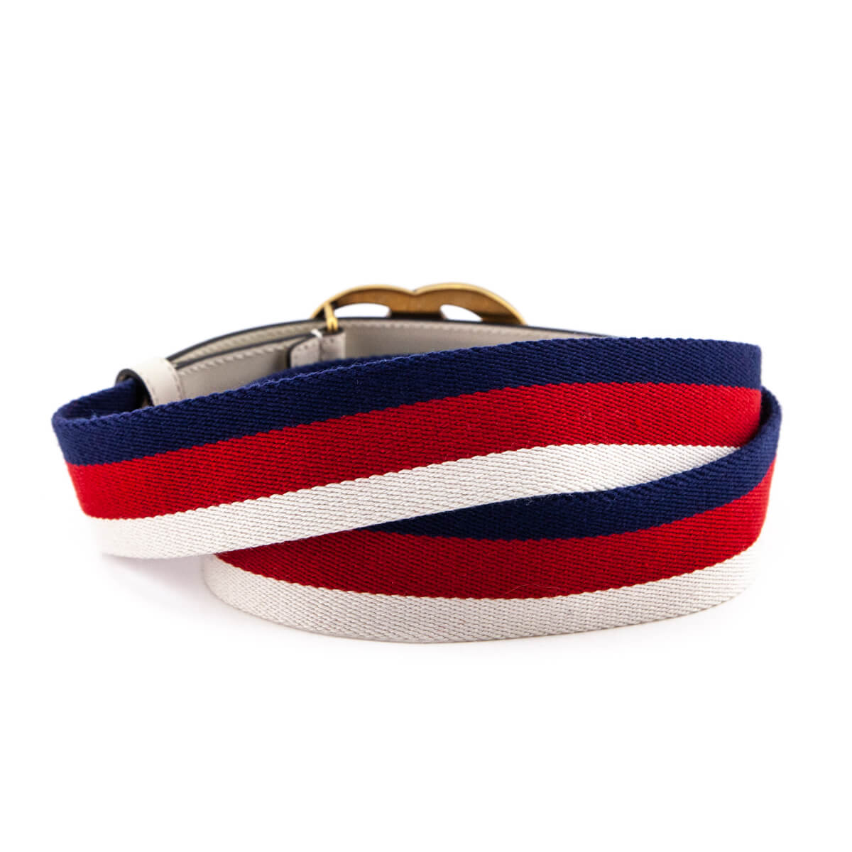 Gucci Sylvie Web Belt Double G Buckle Red/White/Blue/Black in Leather with  Antique Brass - US