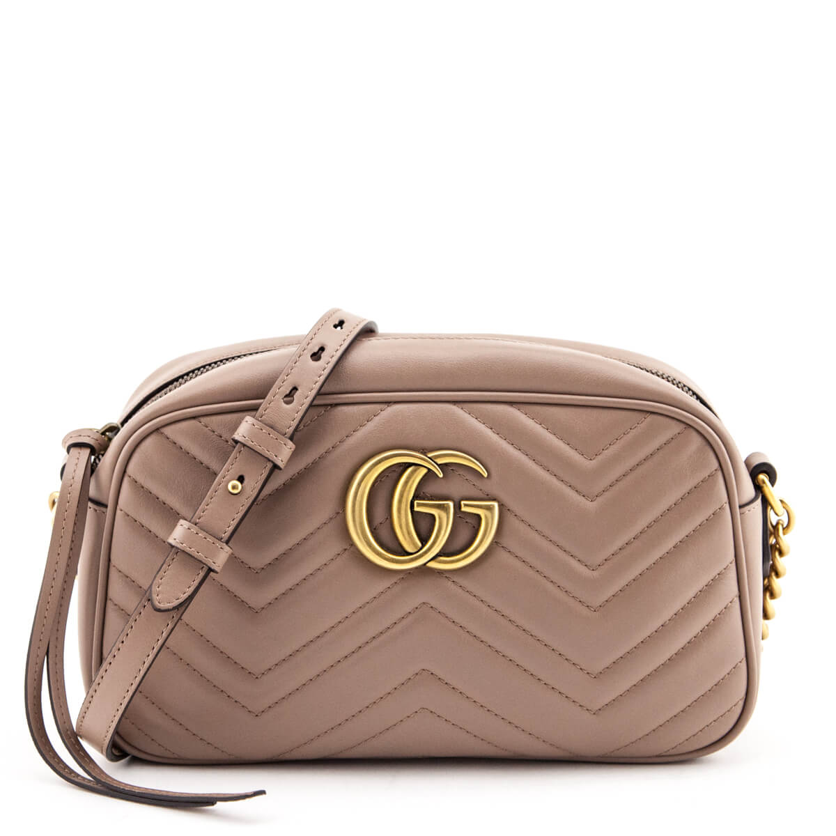 Gucci GG Marmont Small Shoulder Bag Matelassé Leather Dusty Pink