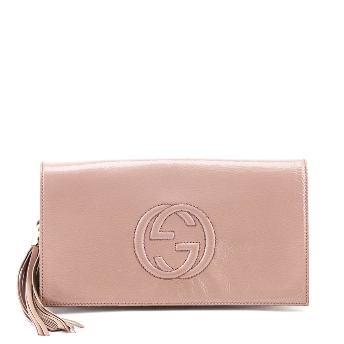 Gucci Nude Soft Patent Leather Soho Clutch - Love that Bag etc - Preowned Authentic Designer Handbags & Preloved Fashions