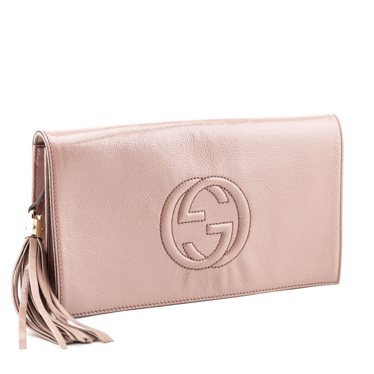 Gucci Nude Soft Patent Leather Soho Clutch - Love that Bag etc - Preowned Authentic Designer Handbags & Preloved Fashions