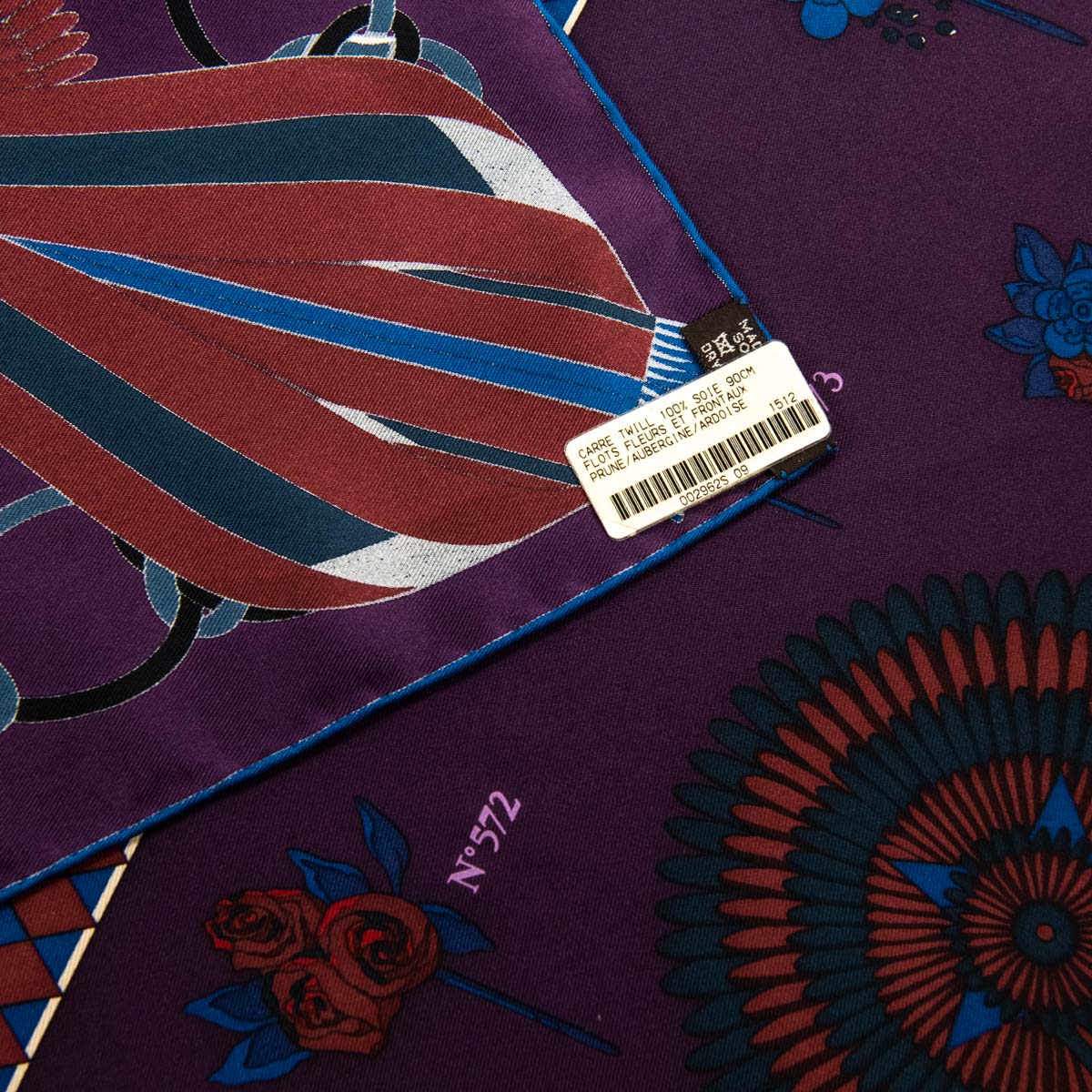 Hermes Aubergine Silk Flots Fleurs et Frontaux Scarf 90 - Love that Bag etc - Preowned Authentic Designer Handbags & Preloved Fashions