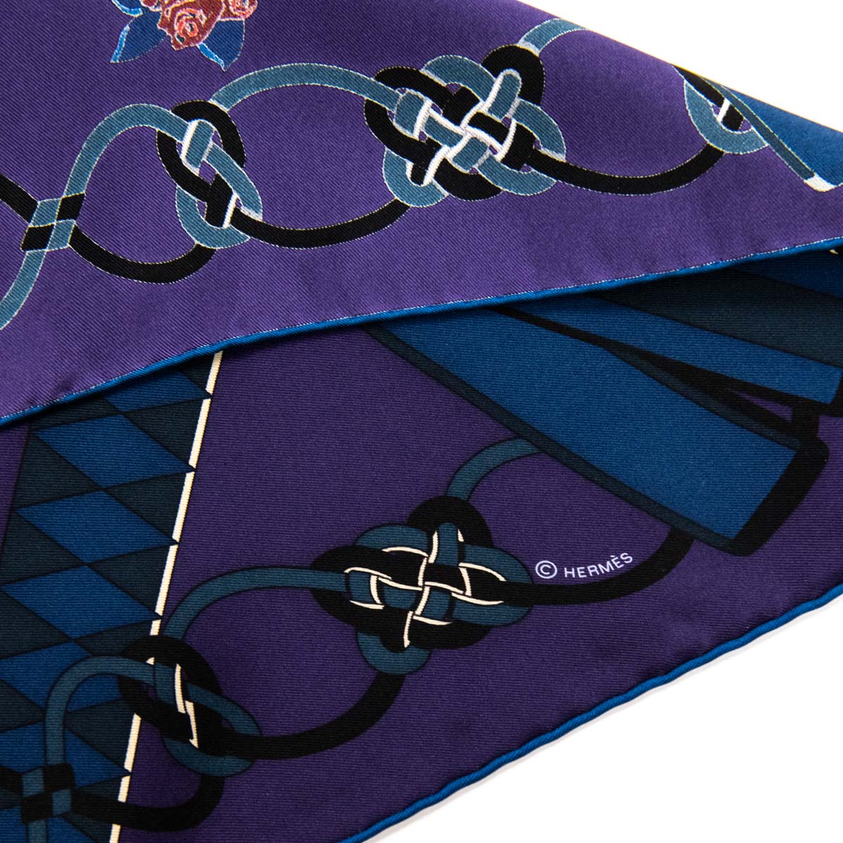 Hermes Aubergine Silk Flots Fleurs et Frontaux Scarf 90 - Love that Bag etc - Preowned Authentic Designer Handbags & Preloved Fashions