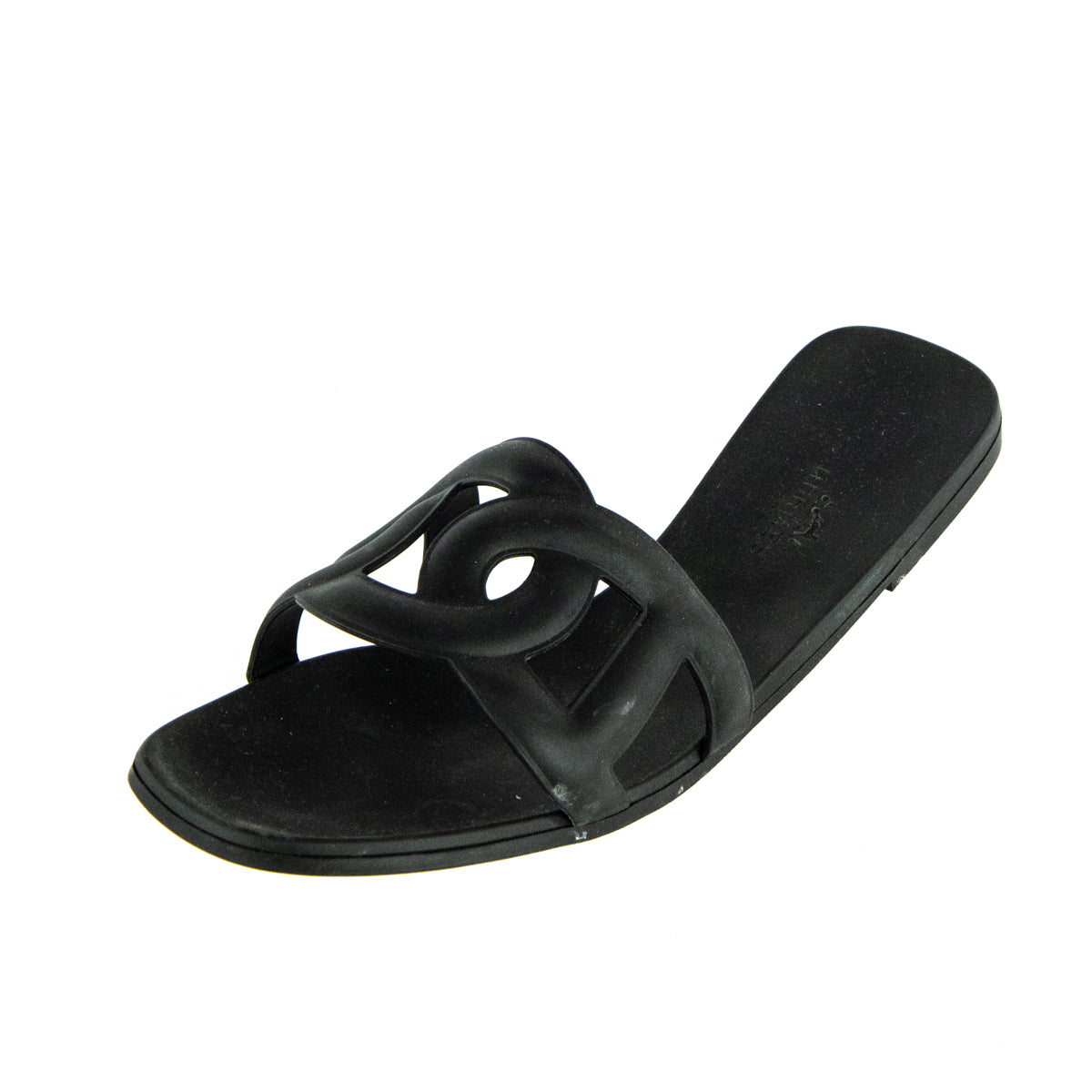 Hermes Black Aloha Rubber Slide Sandals Size US 7 | EU 37 - Love that Bag etc - Preowned Authentic Designer Handbags & Preloved Fashions
