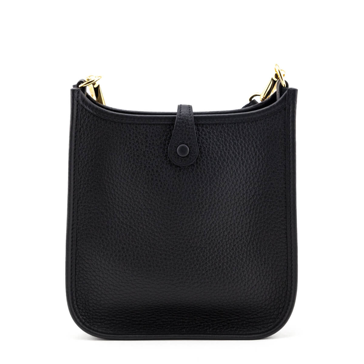 Hermes Black Leather Clemence Logo Crossbody Bag — Labels Resale Boutique