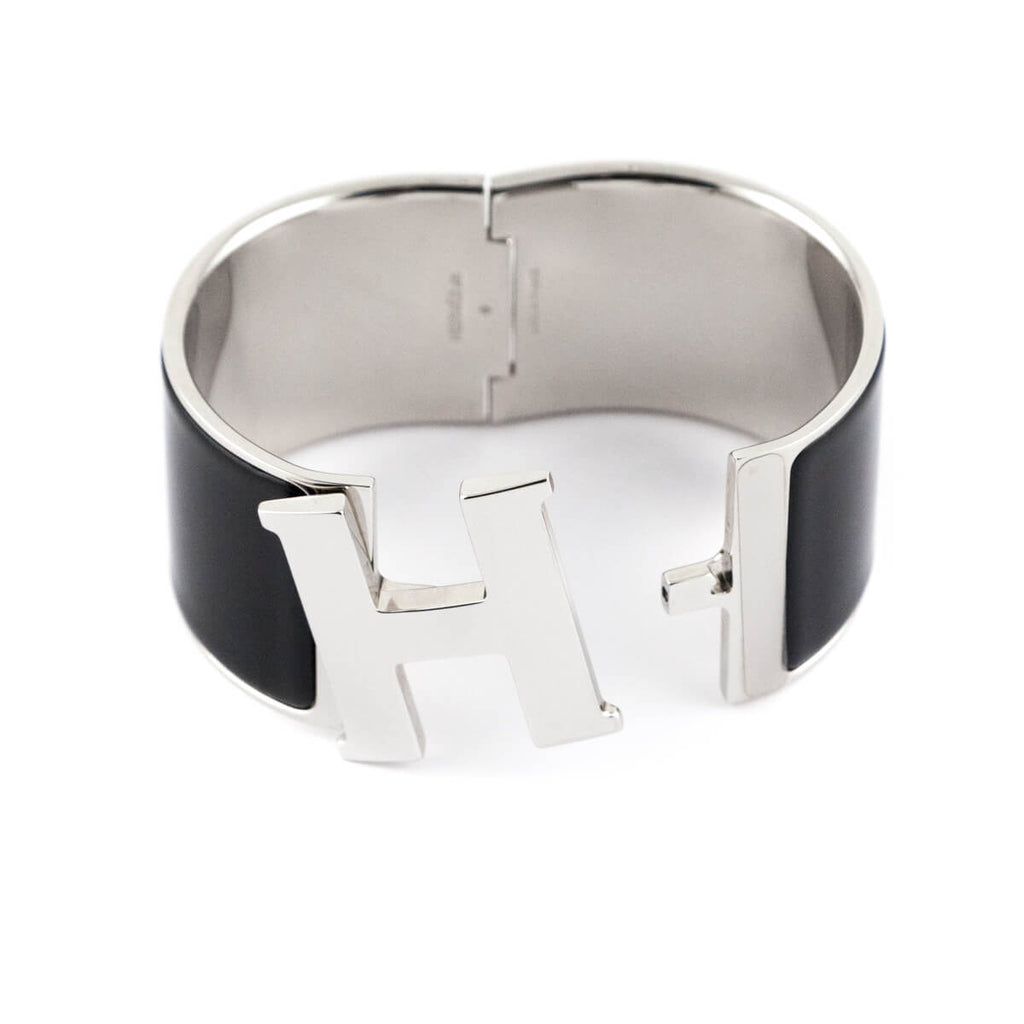 Hermes Clic H Bracelet Palladium-tone PM Noir in Palladium-tone with  Palladium-tone - US