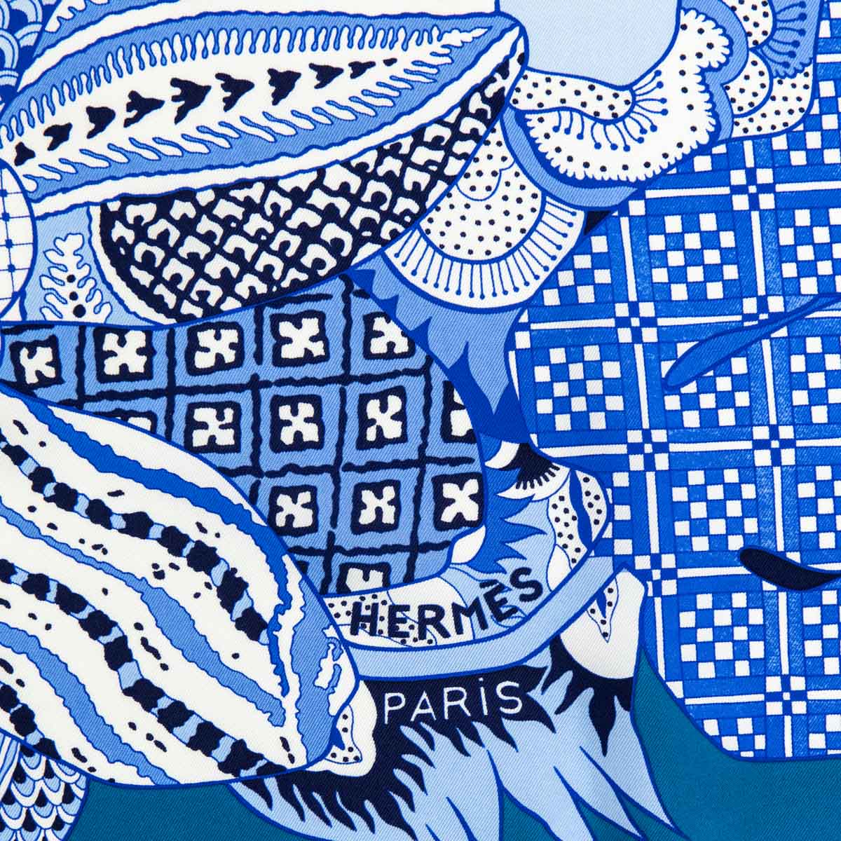 Hermes Blue Fleurs D'Indiennes Silk Scarf 90 - Love that Bag etc - Preowned Authentic Designer Handbags & Preloved Fashions