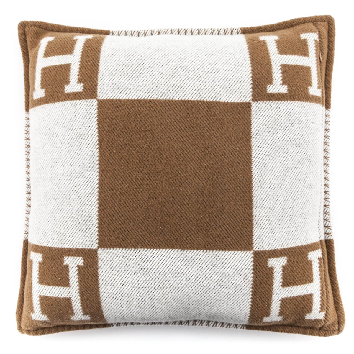 Hermes Brown & Creme Avalon Wool & Cashmere Throw Pillow - Love that Bag etc - Preowned Authentic Designer Handbags & Preloved Fashions