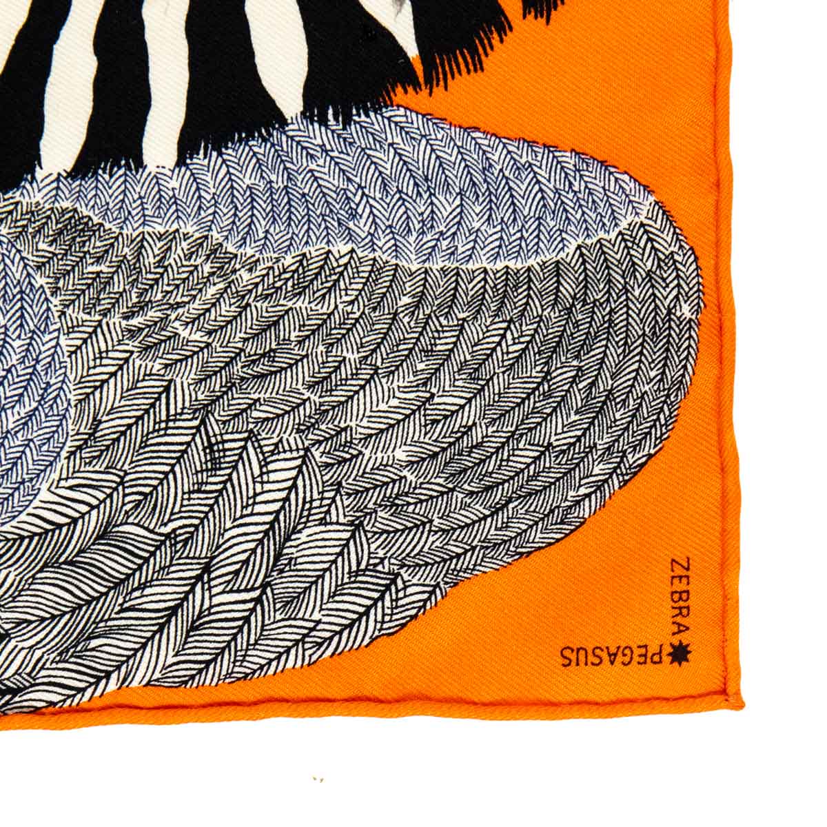 Hermes Nano Carre 20 cm Scarf Zebra Pegasus Silk orange horse