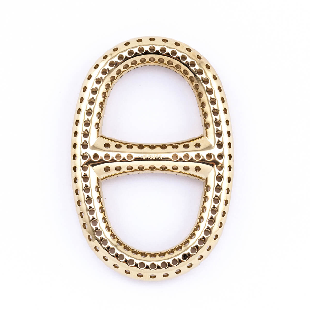 Hermes Gold Permabrass Chain d'Ancre Scarf Ring - Yoogi's Closet