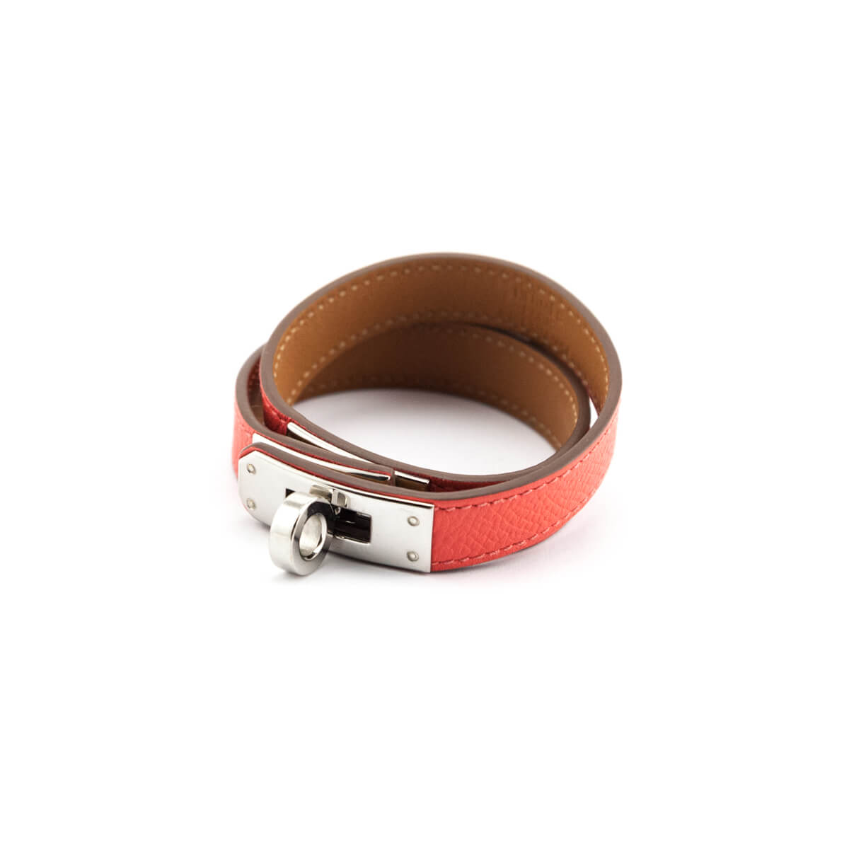 Hermès Infini Clouté Double Tour Bracelet Rouge de Coeur Swift T3