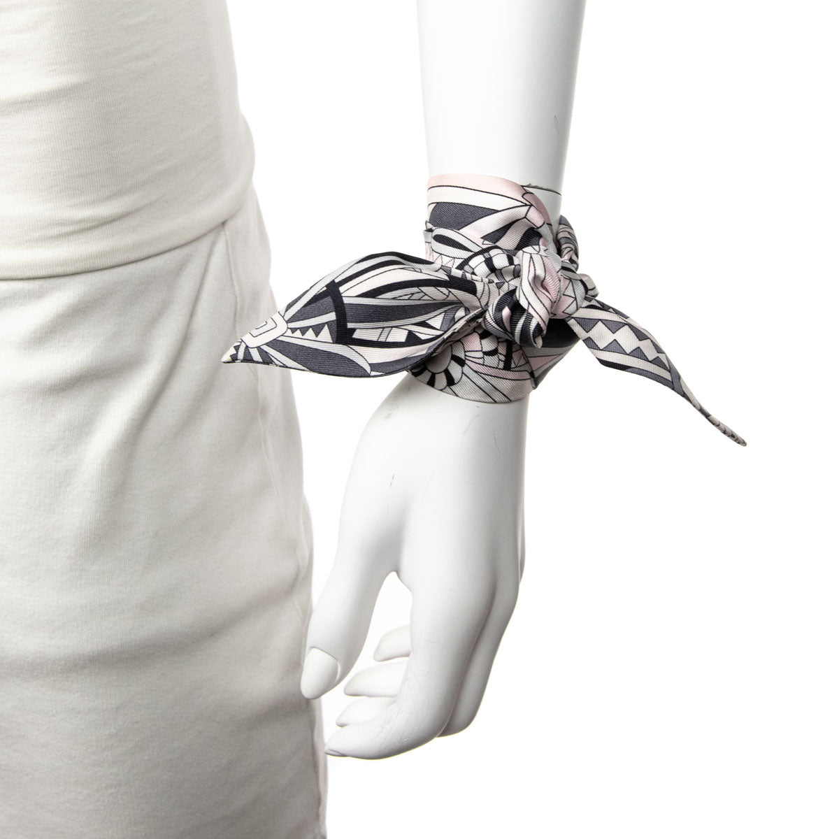 Hermes Gray & Pink Silk Les Flots Du Cheval Twilly Scarf - Shop Hermes