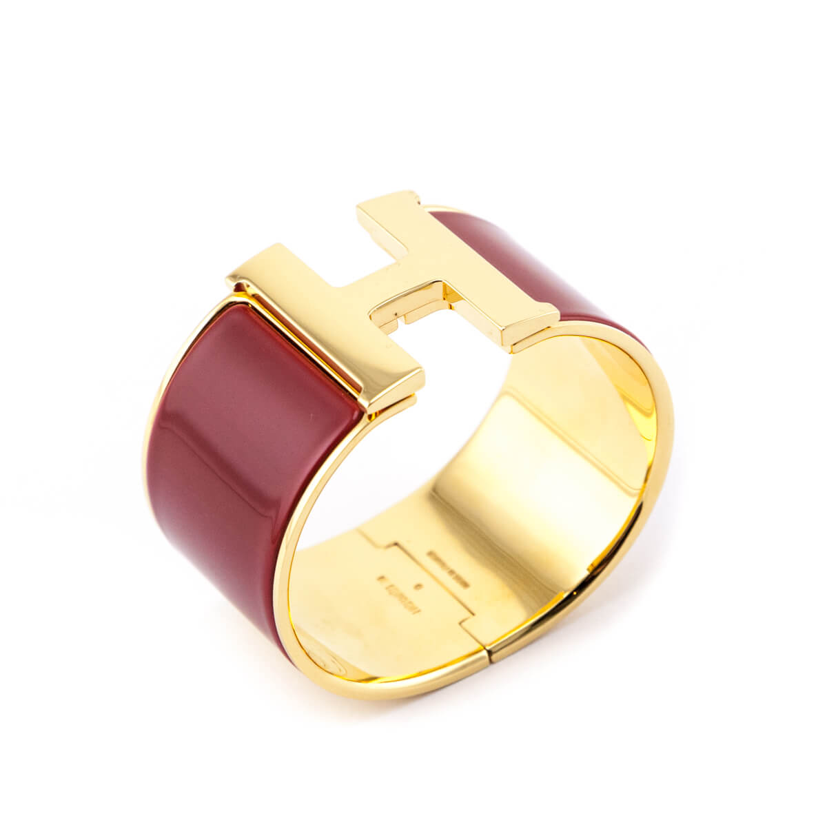 Red Clic H Bracelet in Gold Plated Enamel Bracelet Size PM