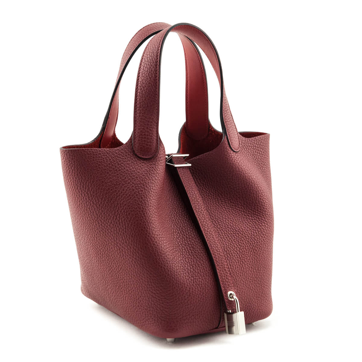 Hermes Rouge Grenat Clemence Picotin 18 - Preloved Hermes Handbags