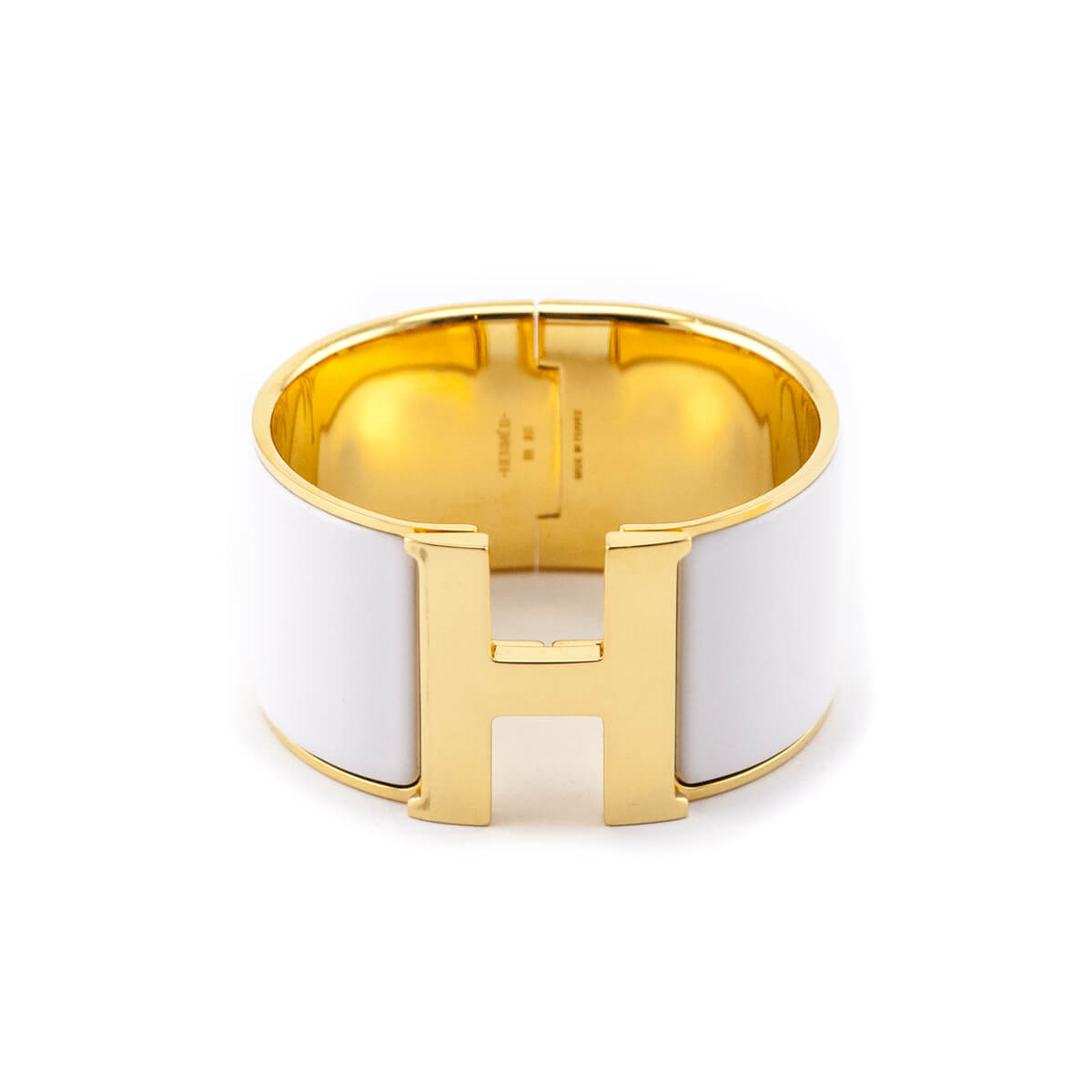 Hermes clic h bracelet white and gold Clearance