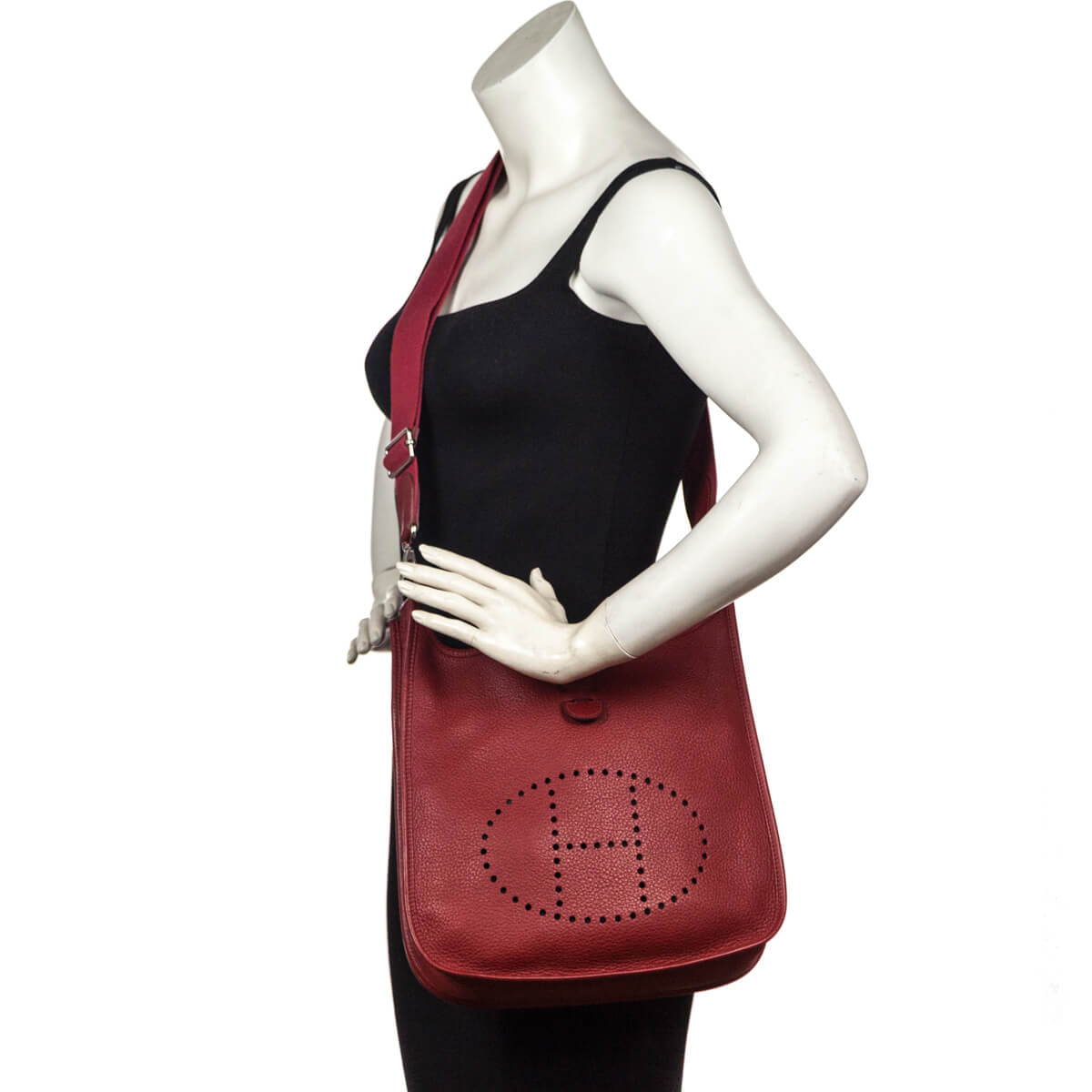 Hermes Rouge Hermes Clemence Evelyne III PM - Love that Bag etc - Preowned Authentic Designer Handbags & Preloved Fashions